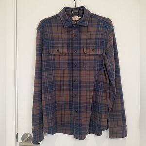 Faherty Men’s The Legend Shirt Blue and Brown Plaid Sweater Shirt